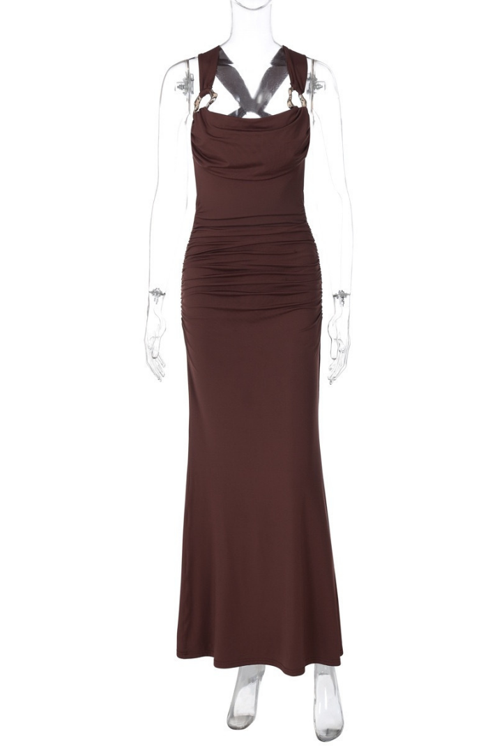 DELLA DRAPELİ BODYCON UZUN ELBİSE