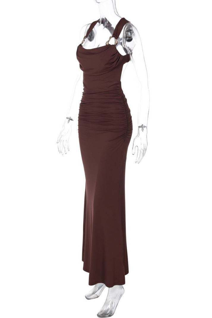 DELLA DRAPELİ BODYCON UZUN ELBİSE