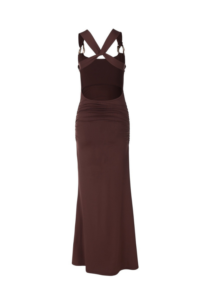DELLA DRAPELİ BODYCON UZUN ELBİSE