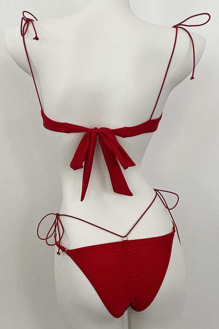 SAKURA NAKIŞLI KIRMIZI BİKİNİ TAKIM