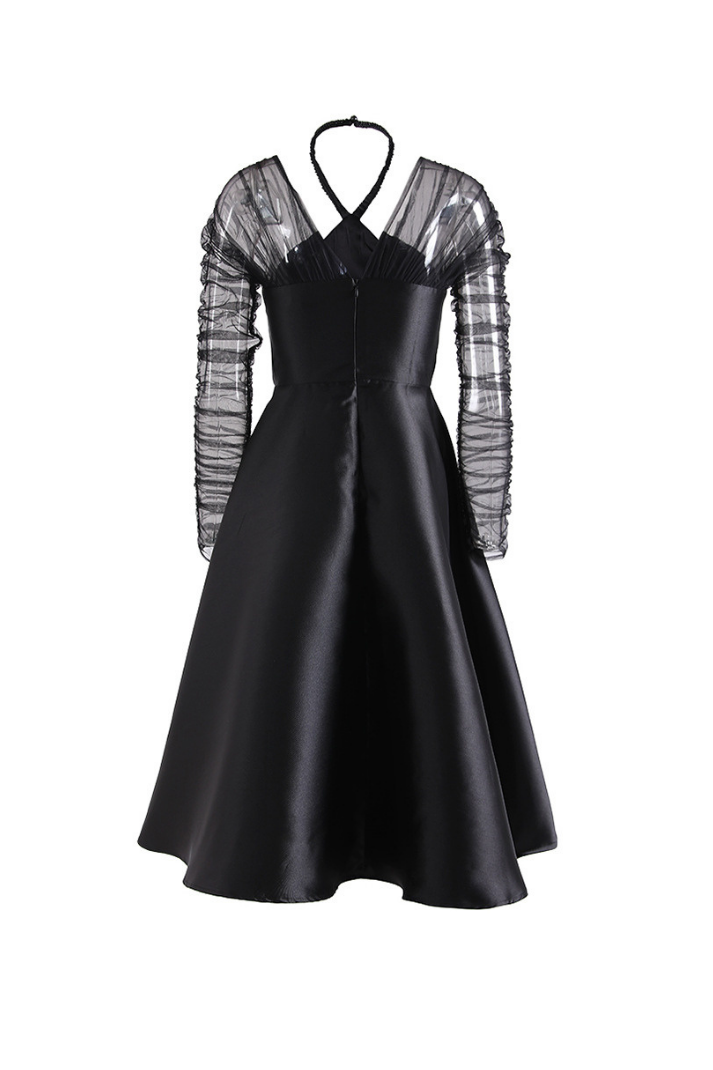 RİLEY HALTER YAKA MİDİ ELBİSE