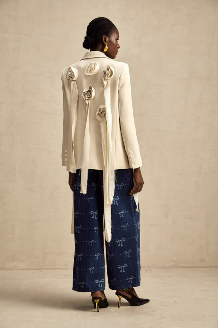 CLARA ÇİÇEK APLİKELİ KURDELE TASARIMLI BLAZER CEKET