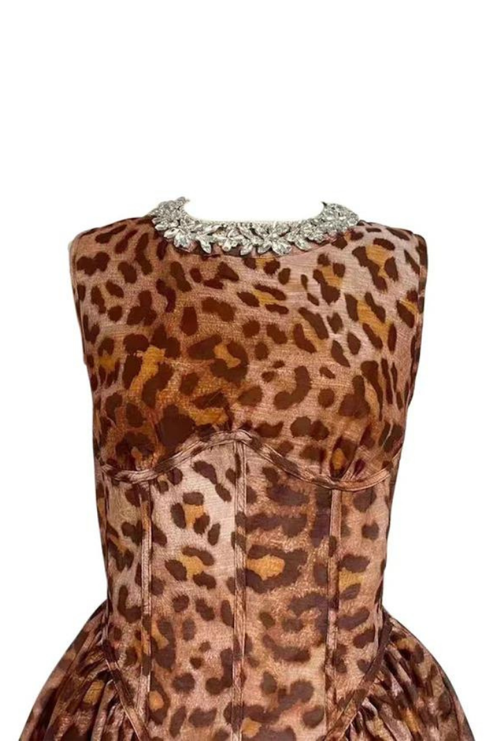 ANNABEL LEOPAR DESENLİ MİNİ ELBİSE
