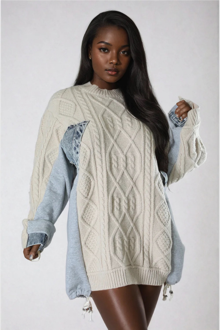 JENNA PATCHWORK ÖRGÜ KAZAK