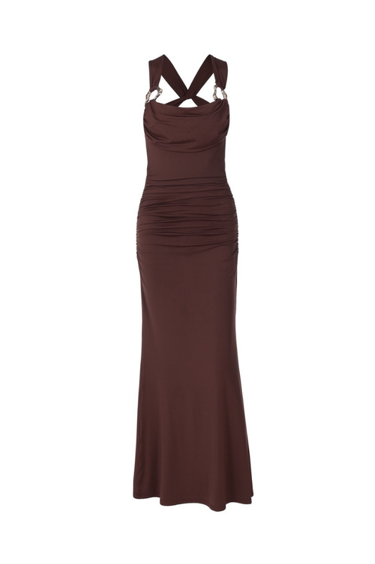 DELLA DRAPELİ BODYCON UZUN ELBİSE
