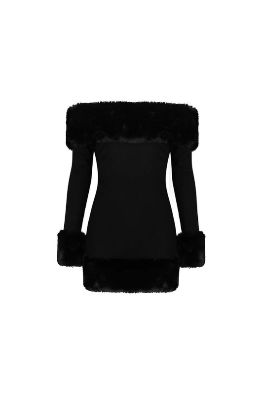 PENNY SUNİ KÜRKLÜ STRAPLEZ MİNİ ELBİSE