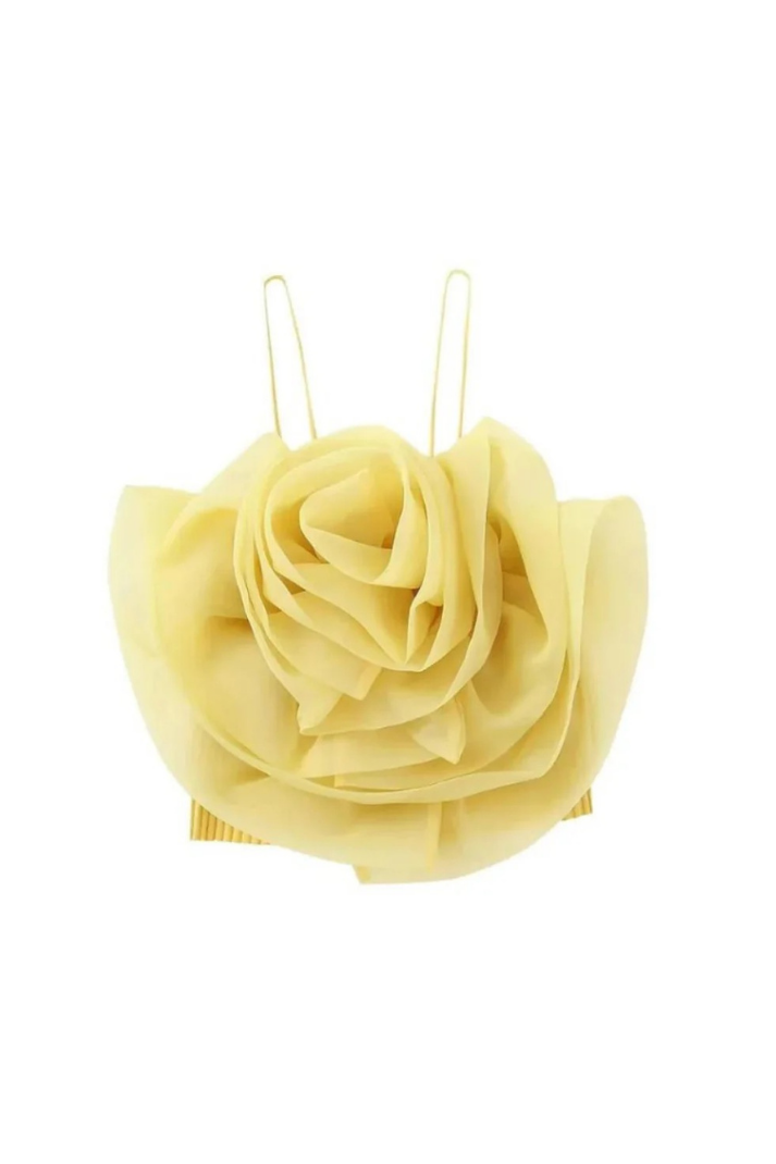 SAGE ORGANZE ÇİÇEKLİ CROP