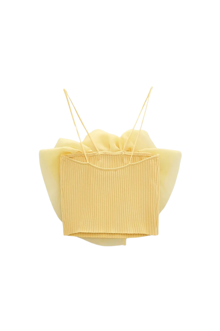 SAGE ORGANZE ÇİÇEKLİ CROP